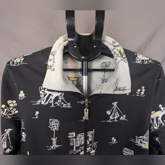 Koret ladies full zip jacket medium with darling French scenes throughout - Picture 11 of 14